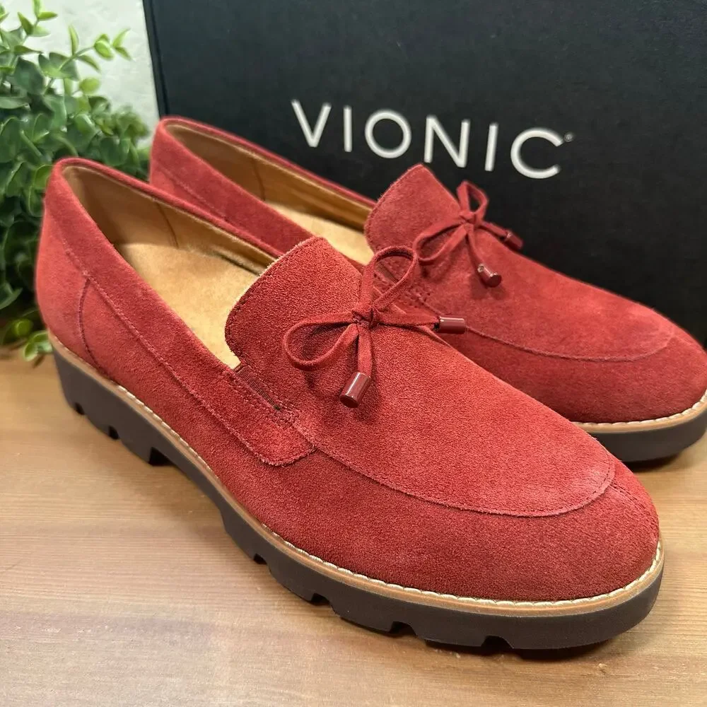 Vionic Women's Finley Suede Bow Loafers‎ Size 8.5